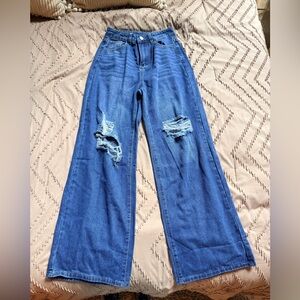 Women's Blue Distressed Jeans